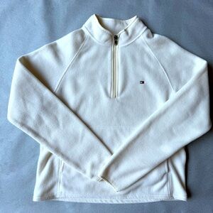 Tommy Hilfiger White Women's Quarter Zip Fleece Pullover L
